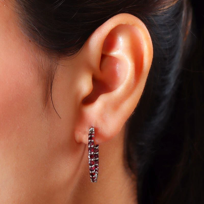 Anthill Granat-Creolen, 925 Silber Platiniert Ca. 3,50 Ct 5 Anthill Granat-Creolen, 925 Silber Platiniert Ca. 3,50 Ct – Bild 3