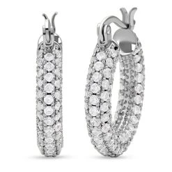 Weiße Zirkonia-Creolen, Messing Ca. 15.00 Ct