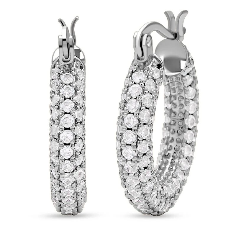 Weiße Zirkonia-Creolen, Messing Ca. 15.00 Ct 3 Weiße Zirkonia-Creolen, Messing Ca. 15.00 Ct