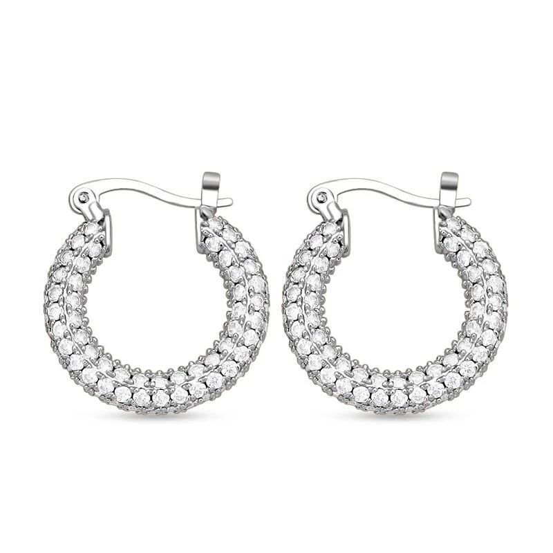 Weiße Zirkonia-Creolen, Messing Ca. 15.00 Ct 6 Weiße Zirkonia-Creolen, Messing Ca. 15.00 Ct – Bild 4