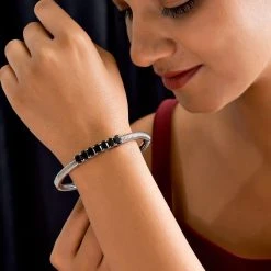 Schwarzer Spinell Armreif, Ca. 19 Cm, Edelstahl Ca. 7,06 Ct -Schmuck Shoplc 7189082 2