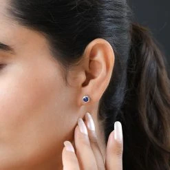 Masoala Saphir-Ohrringe, (Fissure Gefüllt), 925 Silber Platiniert Ca. 1.51 Ct -Schmuck Shoplc 7189657 2