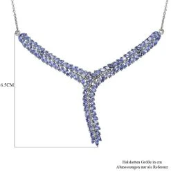 Tansanit Halskette, Ca. 45 Cm, 925 Silber Platiniert Ca. 7.14 Ct -Schmuck Shoplc 7190064 5
