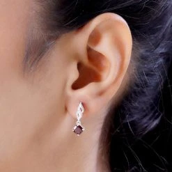 Rote Granat Ohrringe, 925 Silber Ca. 1.41 Ct 9 Rote Granat Ohrringe, 925 Silber Ca. 1.41 Ct -Schmuck Shoplc 7190616 2