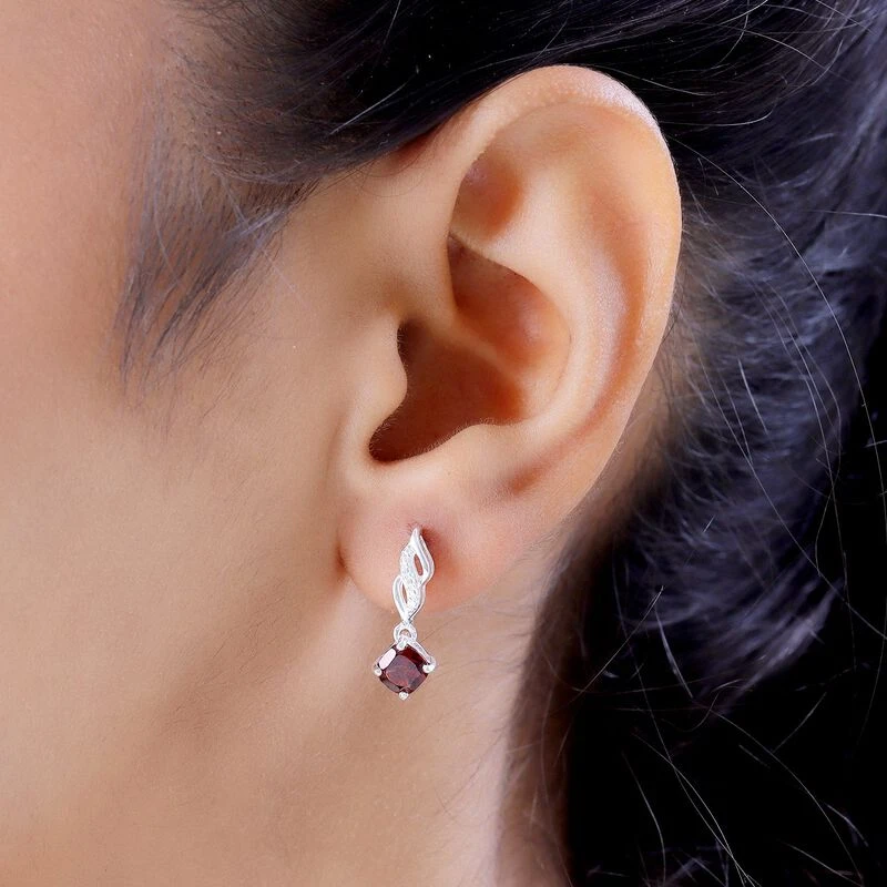 Rote Granat Ohrringe, 925 Silber Ca. 1.41 Ct 5 Rote Granat Ohrringe, 925 Silber Ca. 1.41 Ct – Bild 3