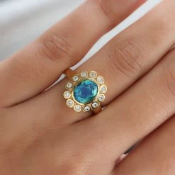 Pfau Triplett Quarz Und Zirkon Ring 925 Silber Vergoldet (Größe 16.00) Ca. 2,46 Ct -Schmuck Shoplc 7191475 2