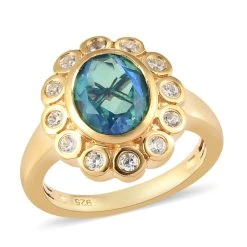 Pfau Triplett Quarz Und Zirkon Ring 925 Silber Vergoldet (Größe 16.00) Ca. 2,46 Ct -Schmuck Shoplc 7191475 3