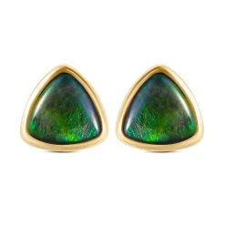 Kanadische Ammolit-Ohrringe, 925 Silber Gelbgold Vermeil Ca. 2.85 Ct