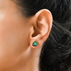 Kanadische Ammolit-Ohrringe, 925 Silber Gelbgold Vermeil Ca. 2.85 Ct -Schmuck Shoplc 7192454 2