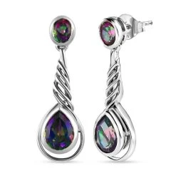 Nordlicht Mystik Topas Ohrringe, 925 Silber Platiniert Ca. 3.36 Ct -Schmuck Shoplc 7193053 3