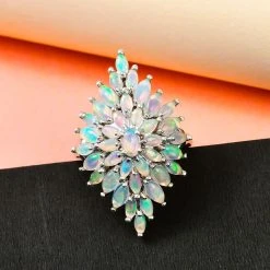 Natürlicher, äthiopischer Welo Opal Ring, 925 Silber Platiniert (Größe 21.00) Ca. 2.36 Ct -Schmuck Shoplc 7194100 1