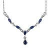 Masoala Saphir (Fissure Gefüllt) Collier, Ca. 45 Cm, 925 Silber Platiniert Ca. 1.39 Ct -Schmuck Shoplc 7194657