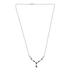 Masoala Saphir (Fissure Gefüllt) Collier, Ca. 45 Cm, 925 Silber Platiniert Ca. 1.39 Ct -Schmuck Shoplc 7194657 3