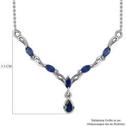 Masoala Saphir (Fissure Gefüllt) Collier, Ca. 45 Cm, 925 Silber Platiniert Ca. 1.39 Ct -Schmuck Shoplc 7194657 5