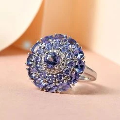 Tansanit-Ring, 925 Silber Platiniert (Größe 20.00) Ca. 3.42 Ct -Schmuck Shoplc 7196757 1