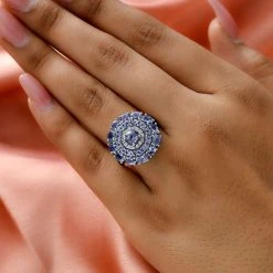 Tansanit-Ring, 925 Silber Platiniert (Größe 20.00) Ca. 3.42 Ct -Schmuck Shoplc 7196757 2