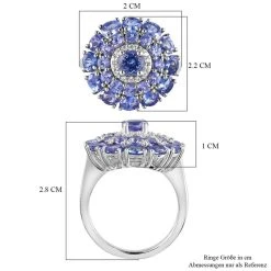 Tansanit-Ring, 925 Silber Platiniert (Größe 20.00) Ca. 3.42 Ct -Schmuck Shoplc 7196757 6