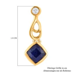 Masoala Saphir (Fissure Gefüllt) Und Weiße Zirkon-Ohrringe, 925 Silber Vergoldet Ca. 2.12 Ct -Schmuck Shoplc 7197907 5