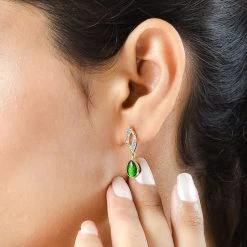 Kanadischer Ammolit Und Weiße Zirkon-Ohrringe, 925 Silber Gelbgold Vermeil Ca. 2.14 Ct -Schmuck Shoplc 7198257 2