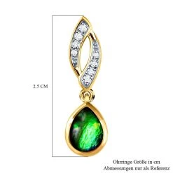 Kanadischer Ammolit Und Weiße Zirkon-Ohrringe, 925 Silber Gelbgold Vermeil Ca. 2.14 Ct -Schmuck Shoplc 7198257 5