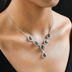 Feuer Labradorit Halskette, Ca. 45 Cm, 925 Silber Ca. 14.84 Ct -Schmuck Shoplc 7198729 1