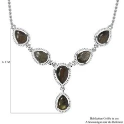 Feuer Labradorit Halskette, Ca. 45 Cm, 925 Silber Ca. 14.84 Ct -Schmuck Shoplc 7198729 5