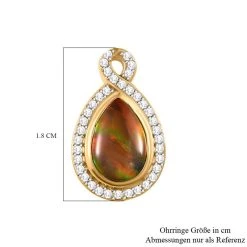 Kanadische Ammolit Und Weiße Zirkon-Ohrringe, 925 Silber Gelbgold Vermeil Ca. 2.85 Ct -Schmuck Shoplc 7199080 4