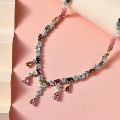 GP Celestial Traum-Kollektion - Mehrfarbige Turmalin Halskette, Ca. 45 Cm, 925 Silber Platiniert Ca. 29.53 Ct -Schmuck Shoplc 7199345 2