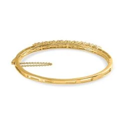 Natürlicher, äthiopischer Welo Opal Und Weißer Zirkon Armreif, Ca. 19 Cm, 925 Silber Vergoldet Ca. 3.58 Ct -Schmuck Shoplc 7199626 4