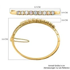 Natürlicher, äthiopischer Welo Opal Und Weißer Zirkon Armreif, Ca. 19 Cm, 925 Silber Vergoldet Ca. 3.58 Ct -Schmuck Shoplc 7199626 5