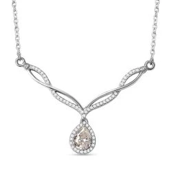 Moissanit Halskette, Ca. 45 Cm, 925 Silber Platiniert Ca. 1.44 Ct