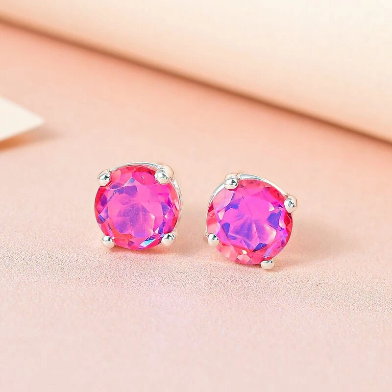 Lachs-Quarz Triplette Ohrringe, 925 Silber, Ca. 1.89 Ct 4 Lachs-Quarz Triplette Ohrringe, 925 Silber, Ca. 1.89 Ct – Bild 2