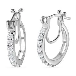 Weiße Zirkonia Creolen, 925 Silber Ca. 1.01 Ct