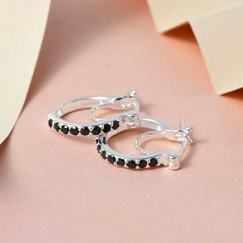 Schwarze Zirkonia Ohrringe, 925 Silber Ca. 0,98 Ct 4 Schwarze Zirkonia Ohrringe, 925 Silber Ca. 0,98 Ct – Bild 2