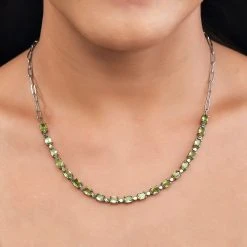 Natürliche Peridot Halskette, Ca. 45 Cm, Edelstahl, Ca. 8.43 Ct -Schmuck Shoplc 7208889 2