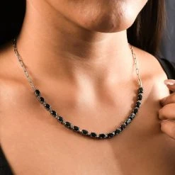 Schwarzer Spinell Halskette Ca. 45 Cm Edelstahl Ca. 11,64 Ct -Schmuck Shoplc 7208962 2