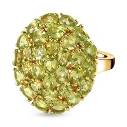 Natürlicher Peridot Ring, 925 Silber Gelbgold Vermeil (Größe 18.00), Ca. 5.83 Ct