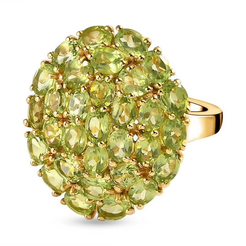 Natürlicher Peridot Ring, 925 Silber Gelbgold Vermeil (Größe 18.00), Ca. 5.83 Ct 3 Natürlicher Peridot Ring, 925 Silber Gelbgold Vermeil (Größe 18.00), Ca. 5.83 Ct