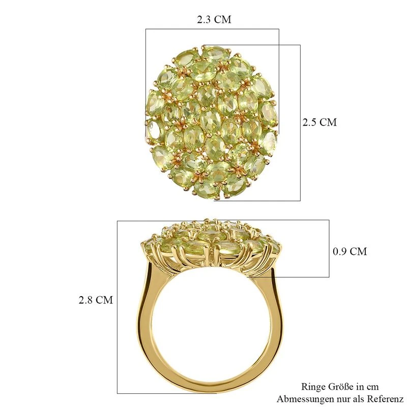 Natürlicher Peridot Ring, 925 Silber Gelbgold Vermeil (Größe 18.00), Ca. 5.83 Ct 9 Natürlicher Peridot Ring, 925 Silber Gelbgold Vermeil (Größe 18.00), Ca. 5.83 Ct – Bild 7