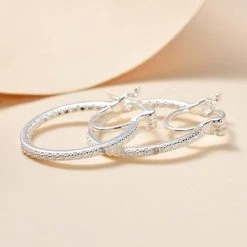 Weiße Diamant-Creolen, 925 Silber -Schmuck Shoplc 7211518 1