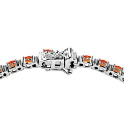 Mexikanisches Crimson Feueropal Und Weißes Zirkon-Armband, Ca. 19 Cm, 925 Silber Platiniert Ca. 4.72 Ct -Schmuck Shoplc 7212505 3