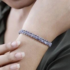 Tansanit Armband, Ca. 19 Cm, 925 Silber Platiniert Ca. 11.97 Ct -Schmuck Shoplc 7212524 2