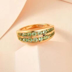 Merelani Mint-Granat Ring, 925 Silber Gelbgold Vermeil (Größe 20.00) Ca. 1.41 Ct 10 Merelani Mint-Granat Ring, 925 Silber Gelbgold Vermeil (Größe 20.00) Ca. 1.41 Ct -Schmuck Shoplc 7212909 1