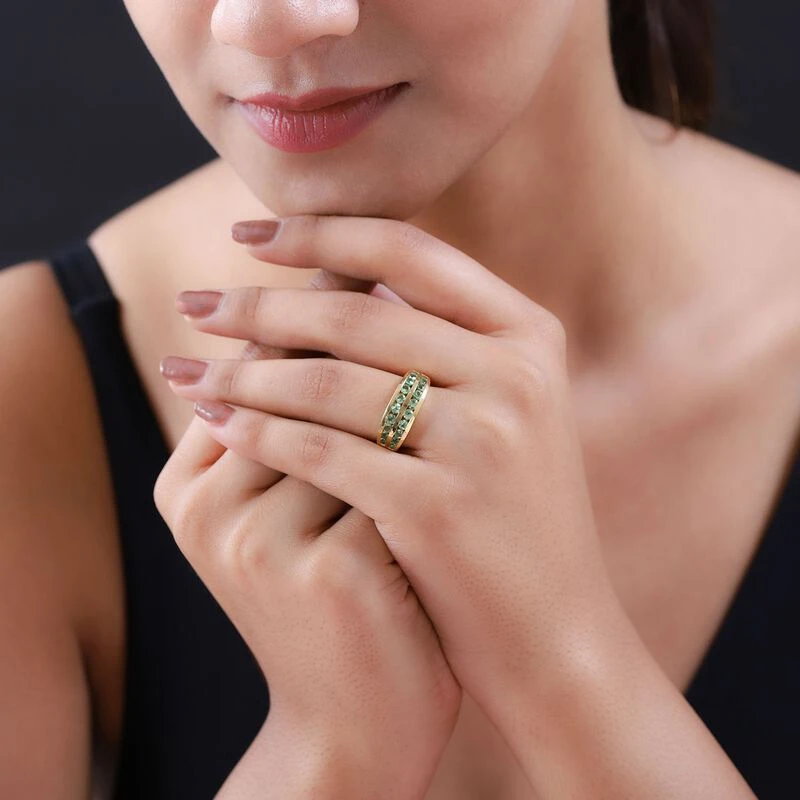 Merelani Mint-Granat Ring, 925 Silber Gelbgold Vermeil (Größe 20.00) Ca. 1.41 Ct 5 Merelani Mint-Granat Ring, 925 Silber Gelbgold Vermeil (Größe 20.00) Ca. 1.41 Ct – Bild 3