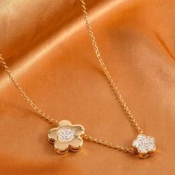 Weiße Kristall Halskette, Ca. 50 Cm, Goldfarben -Schmuck Shoplc 7213390 1