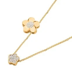 Weiße Kristall Halskette, Ca. 50 Cm, Goldfarben -Schmuck Shoplc 7213390 2