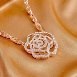 Weiße Kristall Halskette, Ca. 50 Cm, Roséfarben -Schmuck Shoplc 7213413 1