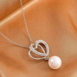 Weiße Muschelkernperle Und Kristall Halskette, Ca. 50 Cm, Silberfarben -Schmuck Shoplc 7213425 2