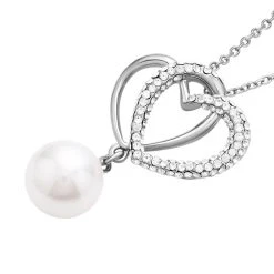 Weiße Muschelkernperle Und Kristall Halskette, Ca. 50 Cm, Silberfarben -Schmuck Shoplc 7213425 3