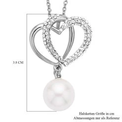 Weiße Muschelkernperle Und Kristall Halskette, Ca. 50 Cm, Silberfarben -Schmuck Shoplc 7213425 5